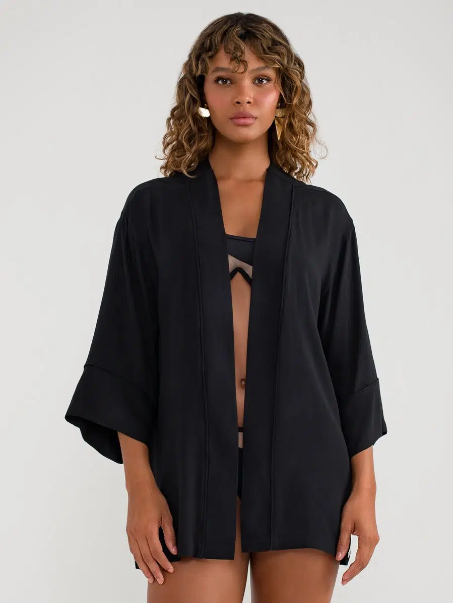 Kimono Aberto Preto Wave - Imagem 2