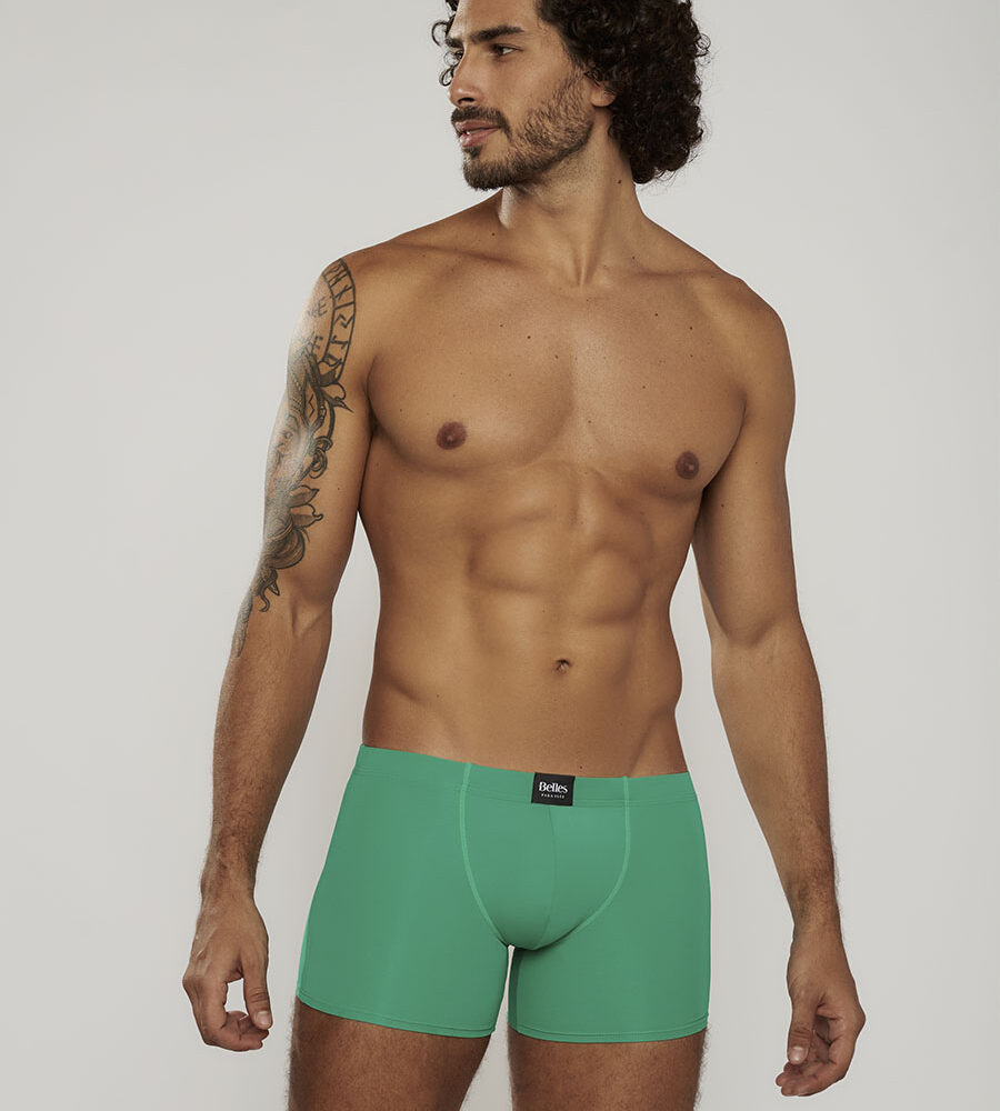 Cueca Boxer Shorts com Costura Frontal em Microfibra