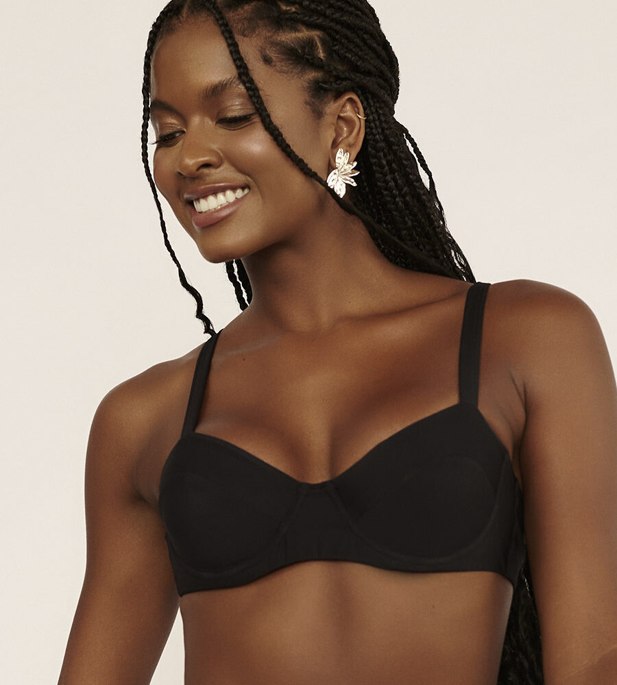 Top Meia Taça sem Bojo Preto Classic