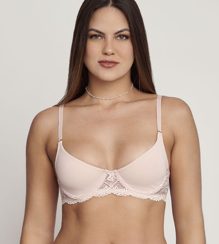 Sutiã Meia Taça Francine Essencial em microfibra dupla com aro e modelagem confortável.