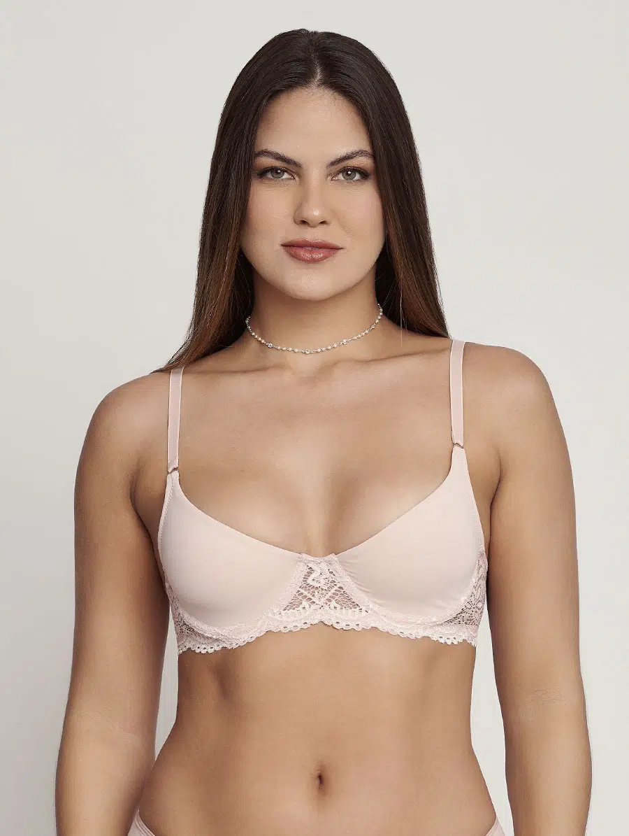Sutiã Meia Taça Francine Essencial em microfibra dupla com aro e modelagem confortável.