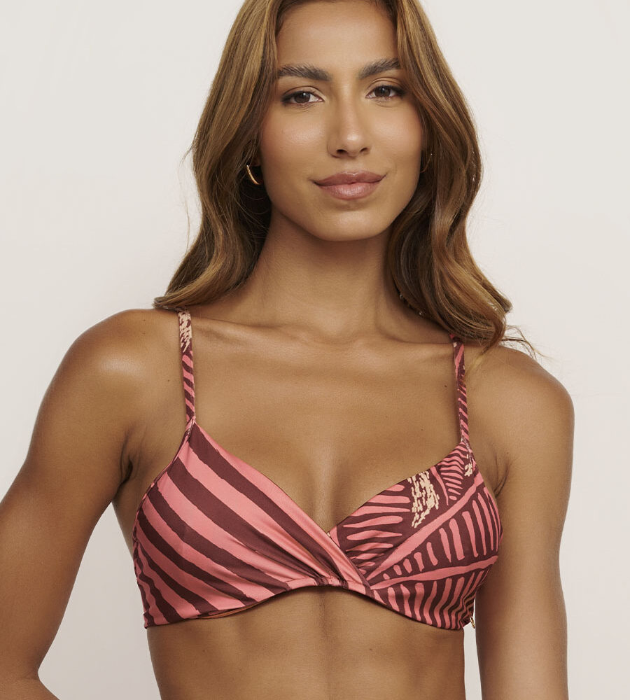 Top triângulo transpassado com estampa Botanique, em tecido macio e confortável.