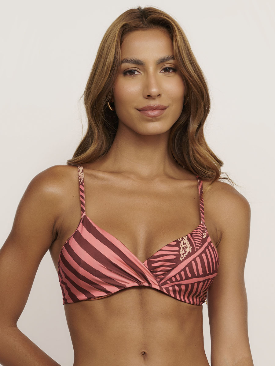 Top triângulo transpassado com estampa Botanique, em tecido macio e confortável.