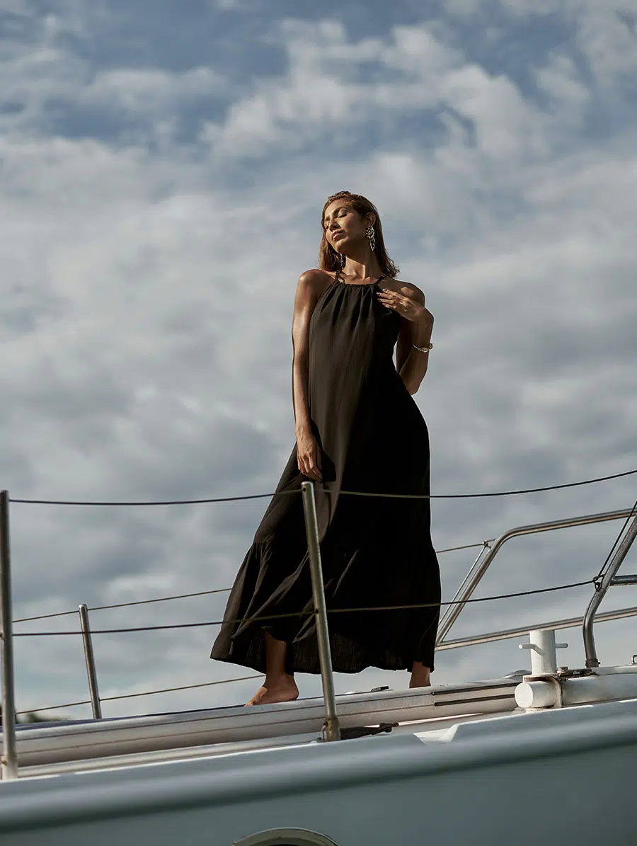 Vestido Longo Frente Única Preto Destino - Imagem 4