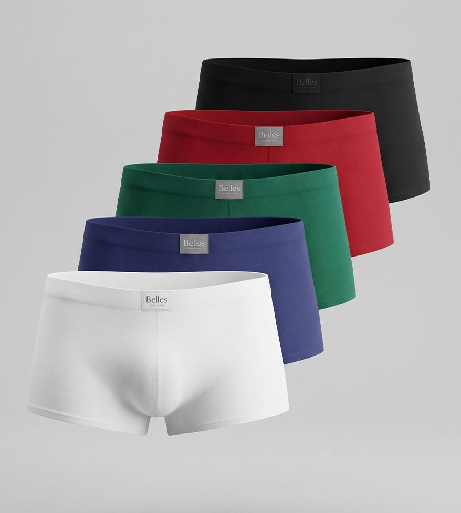 Kit 5 Cuecas Boxer Tradicional em Microfibra