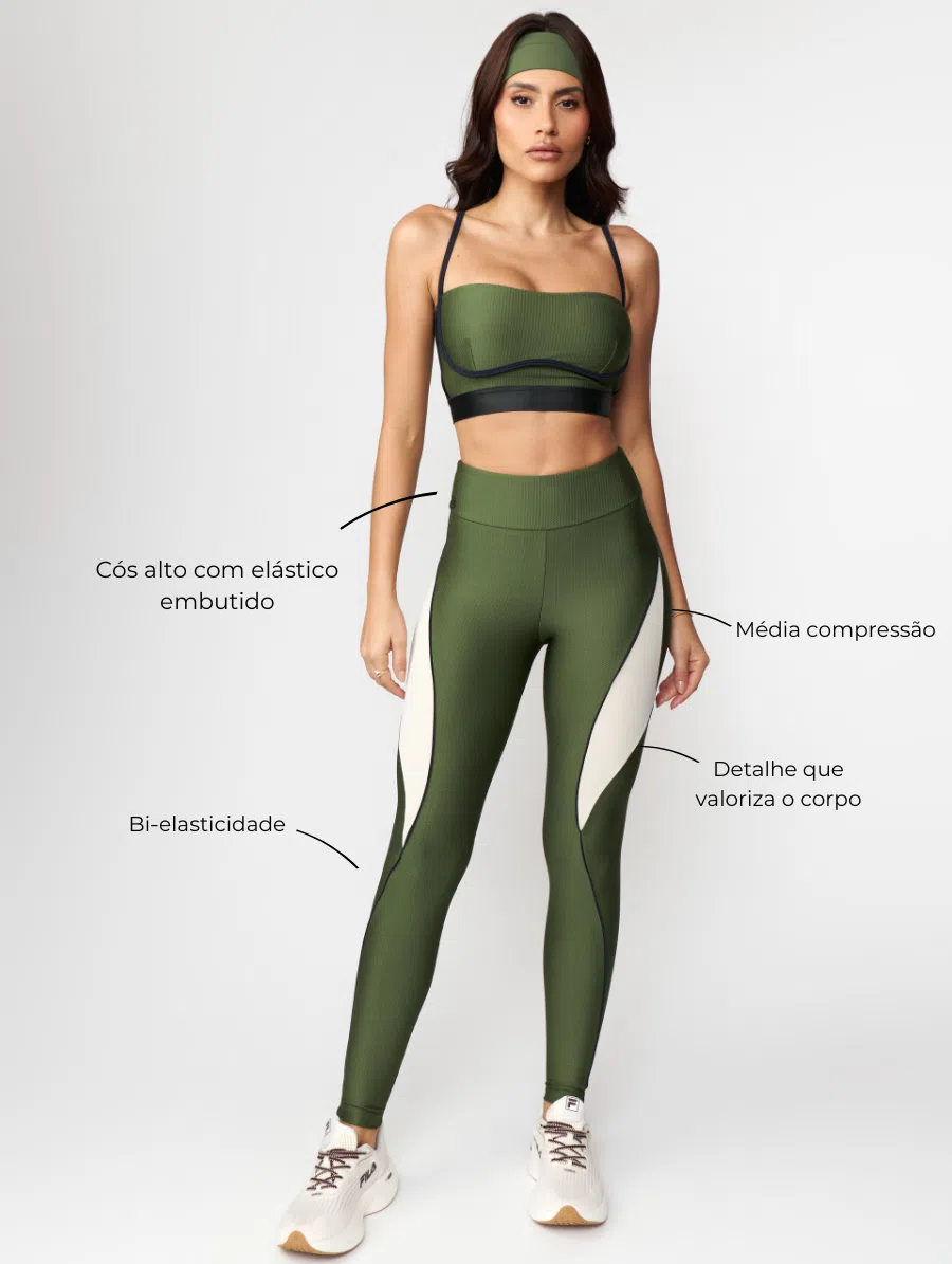 Calça Legging Recortes Verde Cacto - Imagem 4