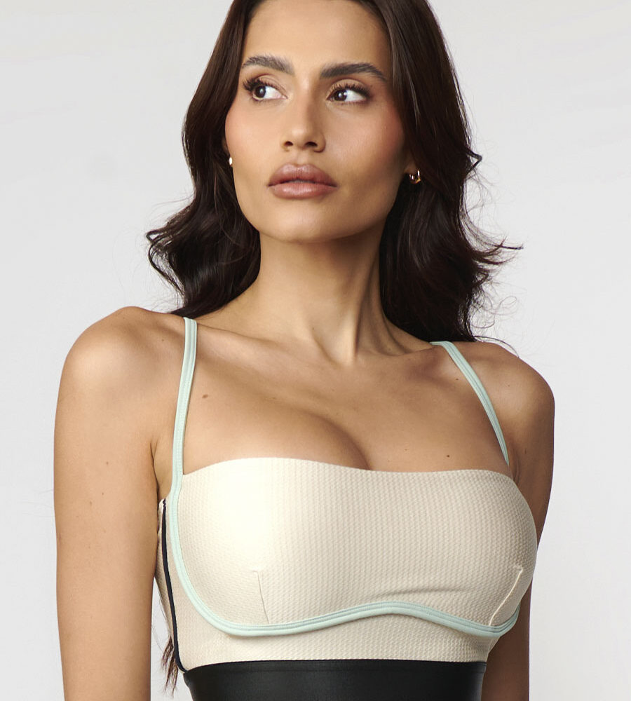 Top Fitness Decote Reto Luna Tecido Textura