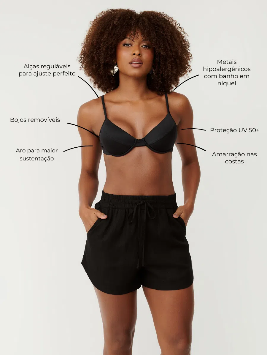 Top Meia Taça Classic Preto - Imagem 5