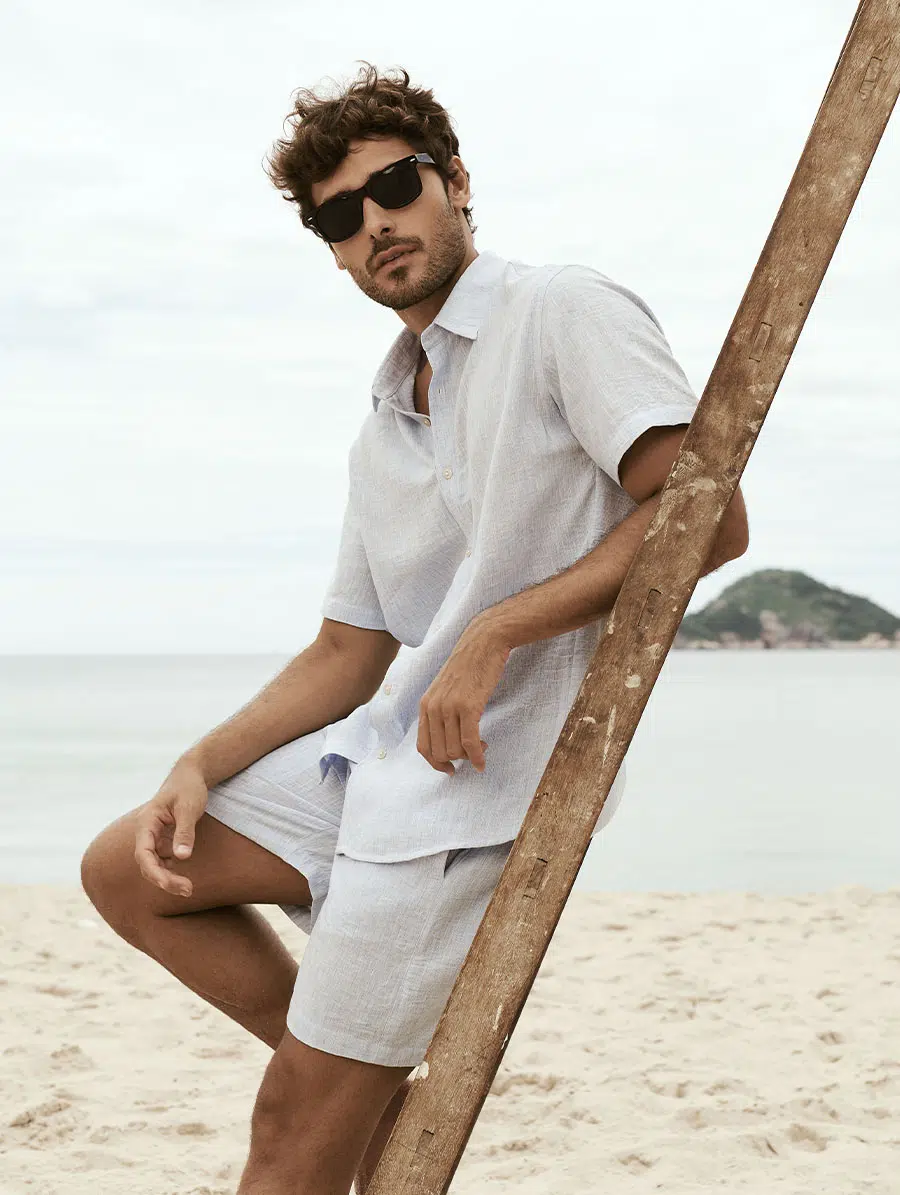 Camisa em Linho Azul Salina Man - Imagem 2