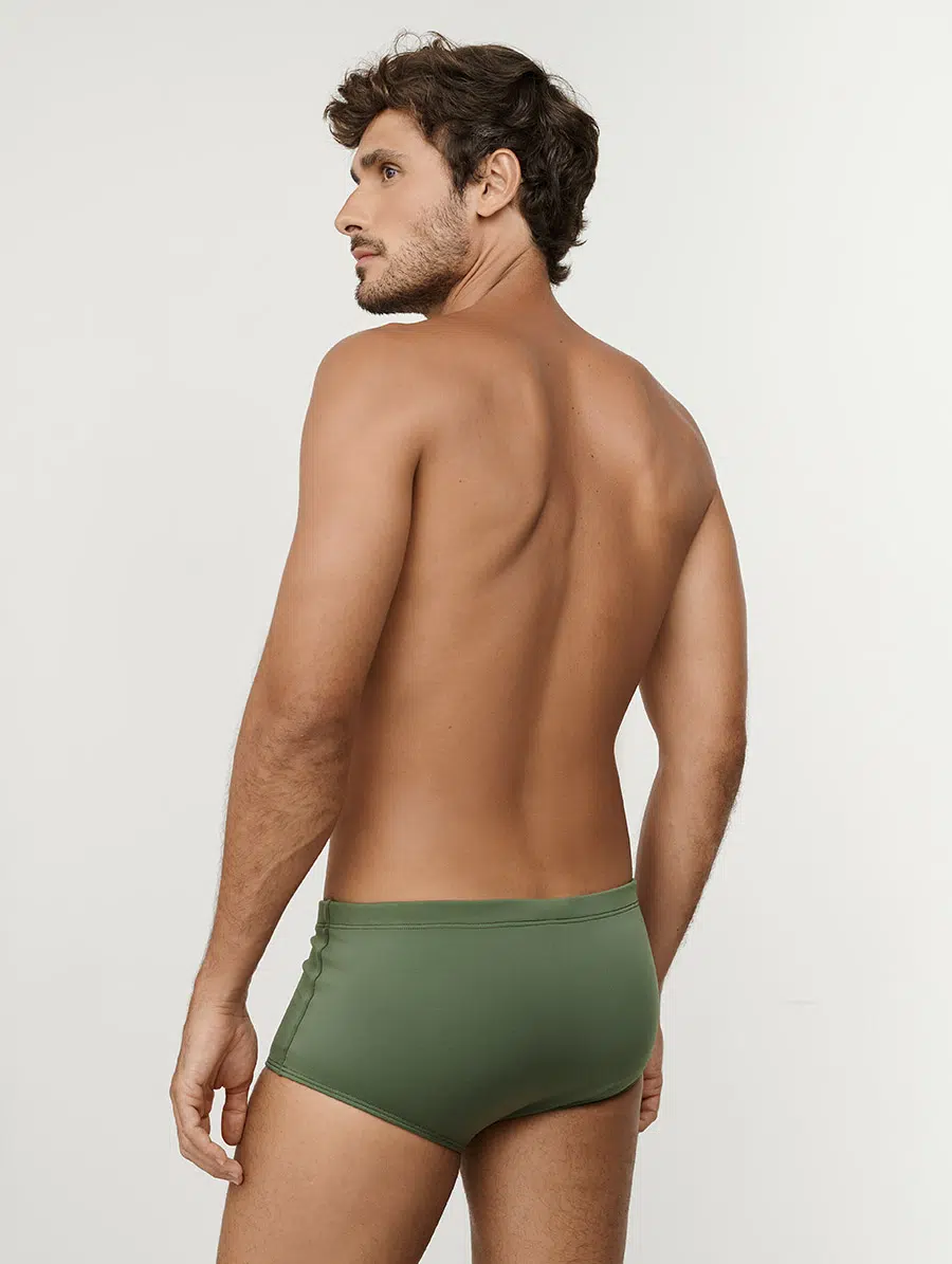 Sunga slip verde masculina com forro interno e proteção UV+ Linha Man Belles
