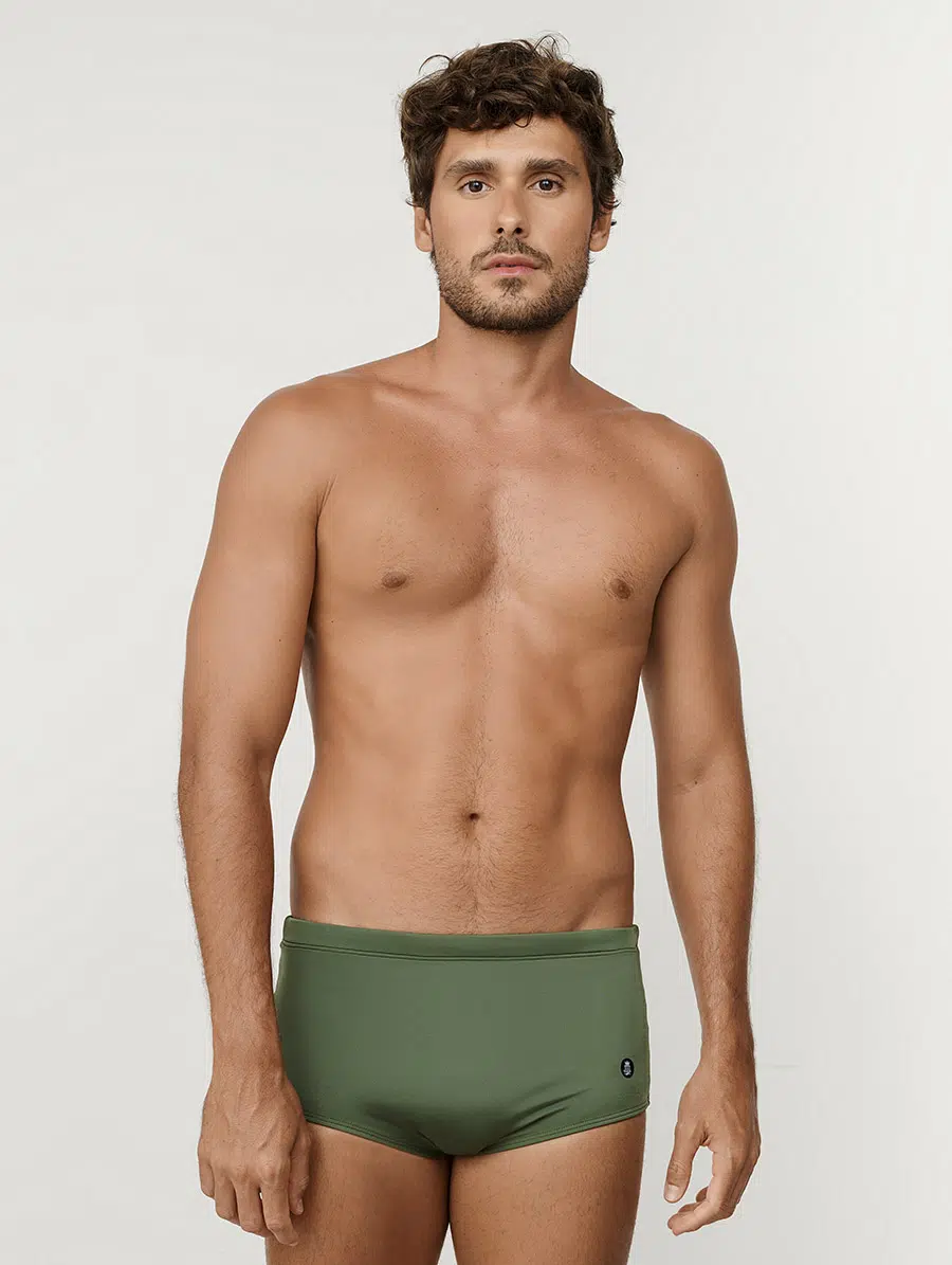 Sunga slip verde masculina com forro interno e proteção UV+ Linha Man Belles
