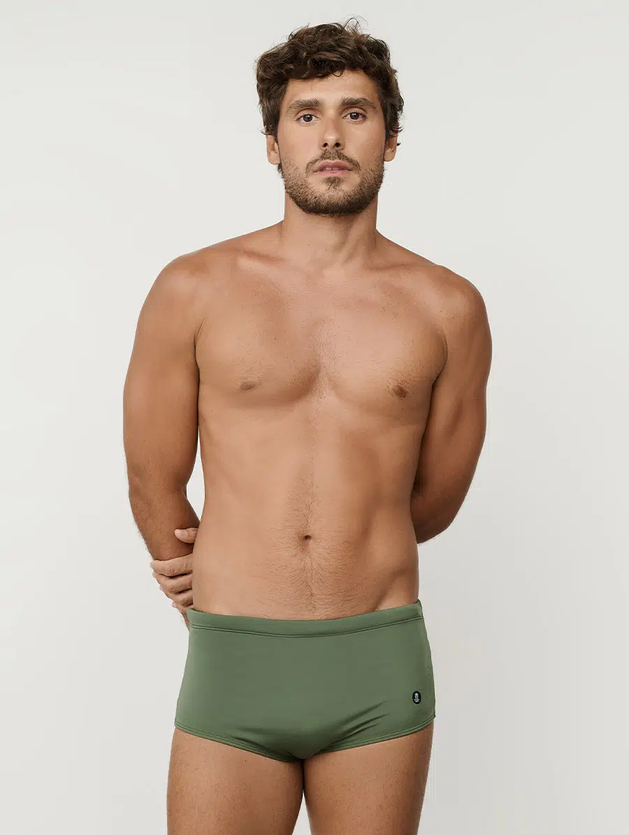 Sunga slip verde masculina com forro interno e proteção UV+ Linha Man Belles